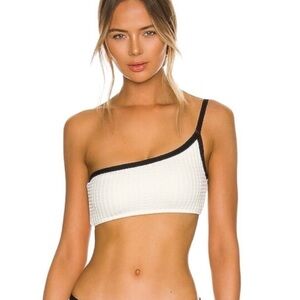 L*Space Black and White One-Shoulder Bikini Swimsuit Top - NWT, Small
